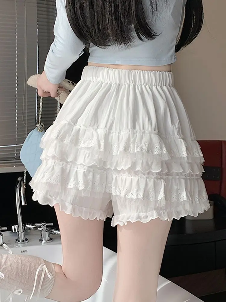 Summer New Lace High Waist Puffy Shorts