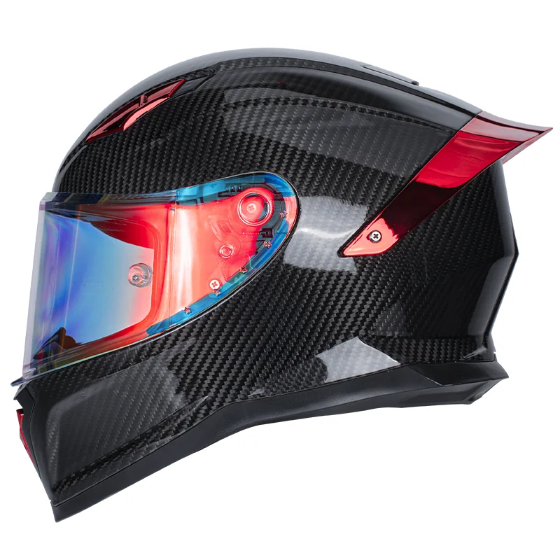 Casco completo hecho a mano con fibra de carbono genuina para carreras en pista, competición con certificación DOT para bicicletas deportivas, absorción de impactos