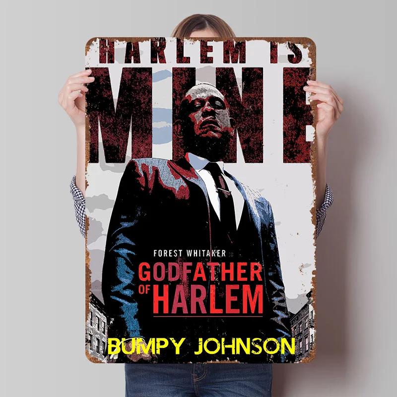 Godfather Of Harlem Printed Poster Customized Retro Wall Art Vintage Metal Tin Signs for Home Gaming Room Decoration Cozy Garden
