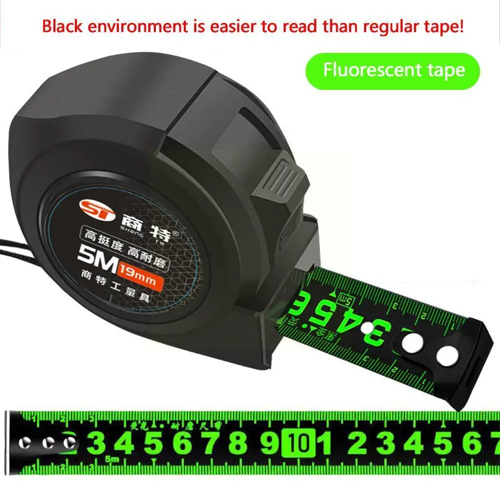 Fluorescent Steel Tape Measure High precision thickened Tape Self-lock tape Wear-resistant Measure Drop-resistant Tool