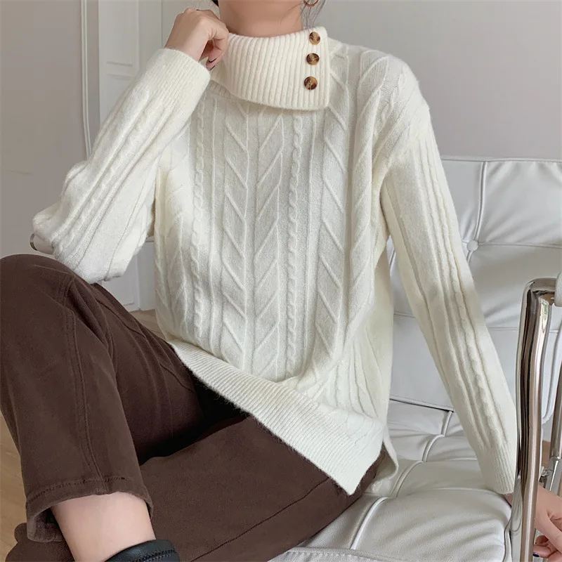 Gagarich Sweater Women Autumn Winter Korean Loose Lazy Pullover Knitted Base Sweater Thick Knited Design Sense Ins Top