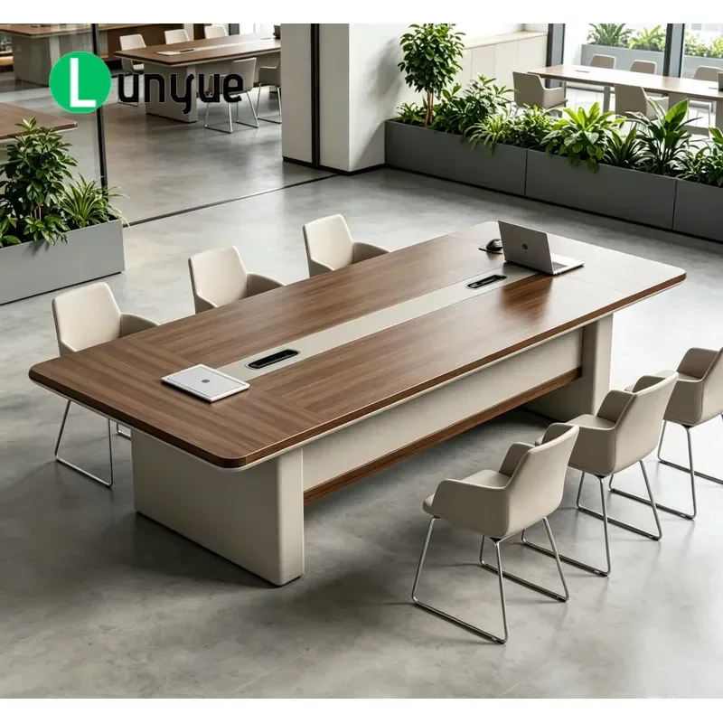 Luxury Solid Wood Conference Table Modern Office Furniture Durable Eco Friendly Vacuum Formed for Hotel School Meeting Room