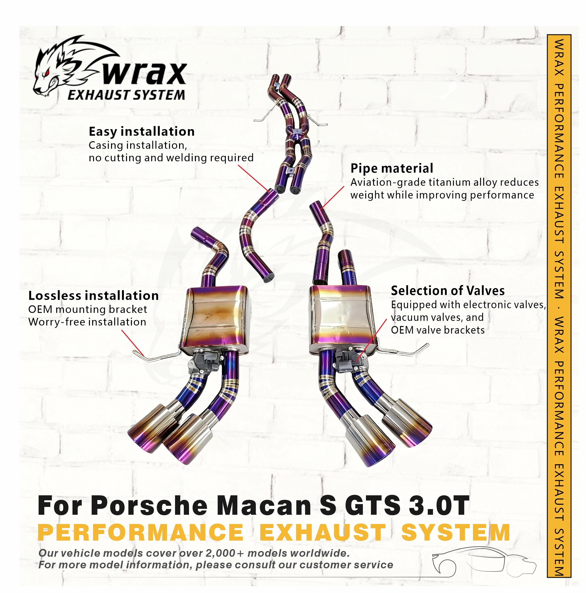 

Titanium Sport Valve Catback WRAX for Porsche Macan S GTS 3.0T High Performance Enhance the Exhaust Note Quality
