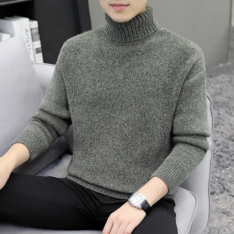 Warme Herren Pullover Casual Rollkragen Pullover Männer Winter Schwarz High Neck Pullover Mann Langarm Strickwaren männer Kleidung Tops