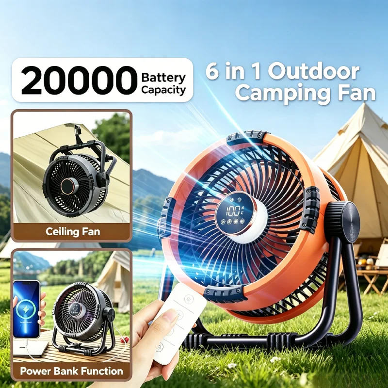 

New hot outdoor camping fan charging long life office desktop fan multifunctional with night light and remote control.