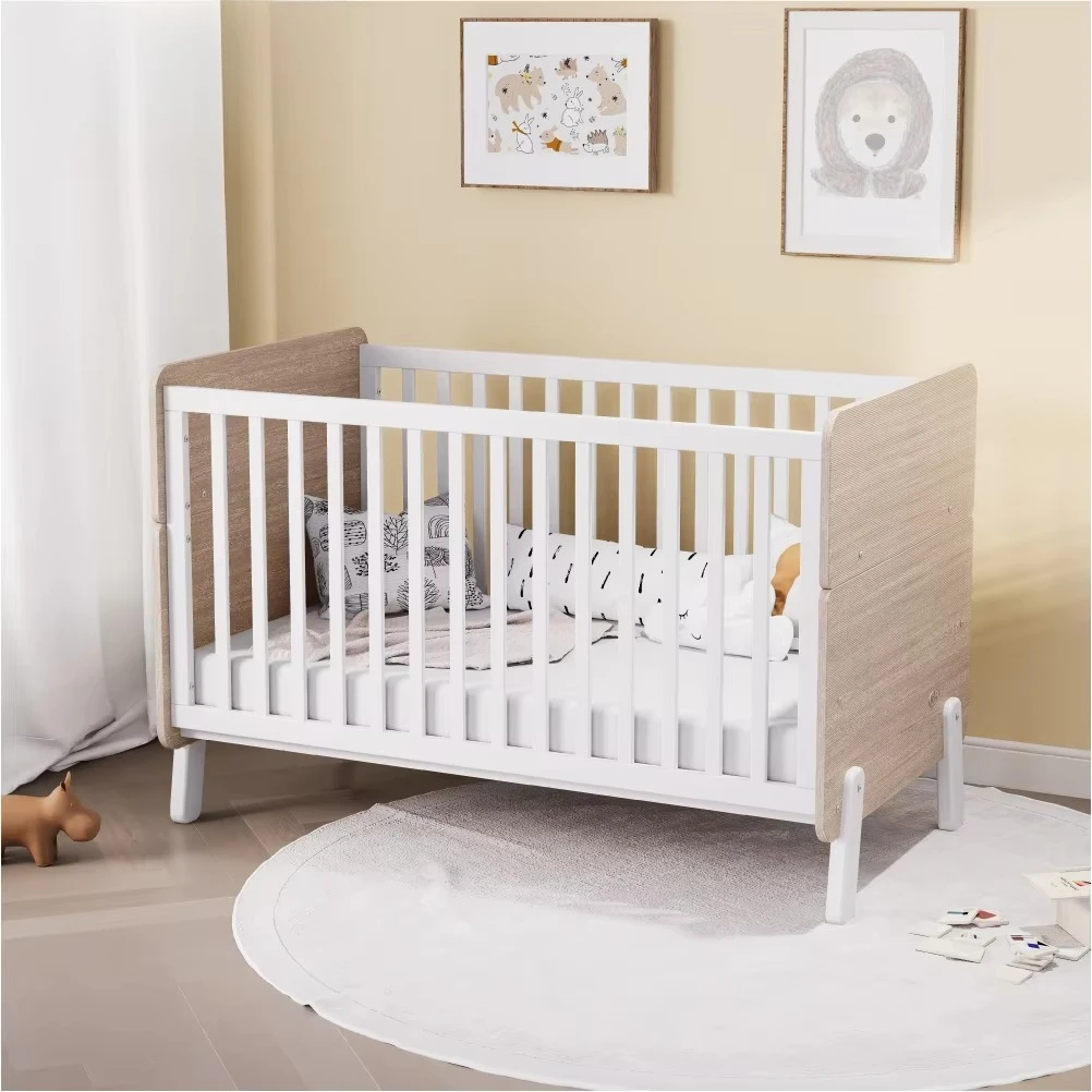 European children's furniture newborn beautiful two-in-one crib multifunctional wooden crib crib