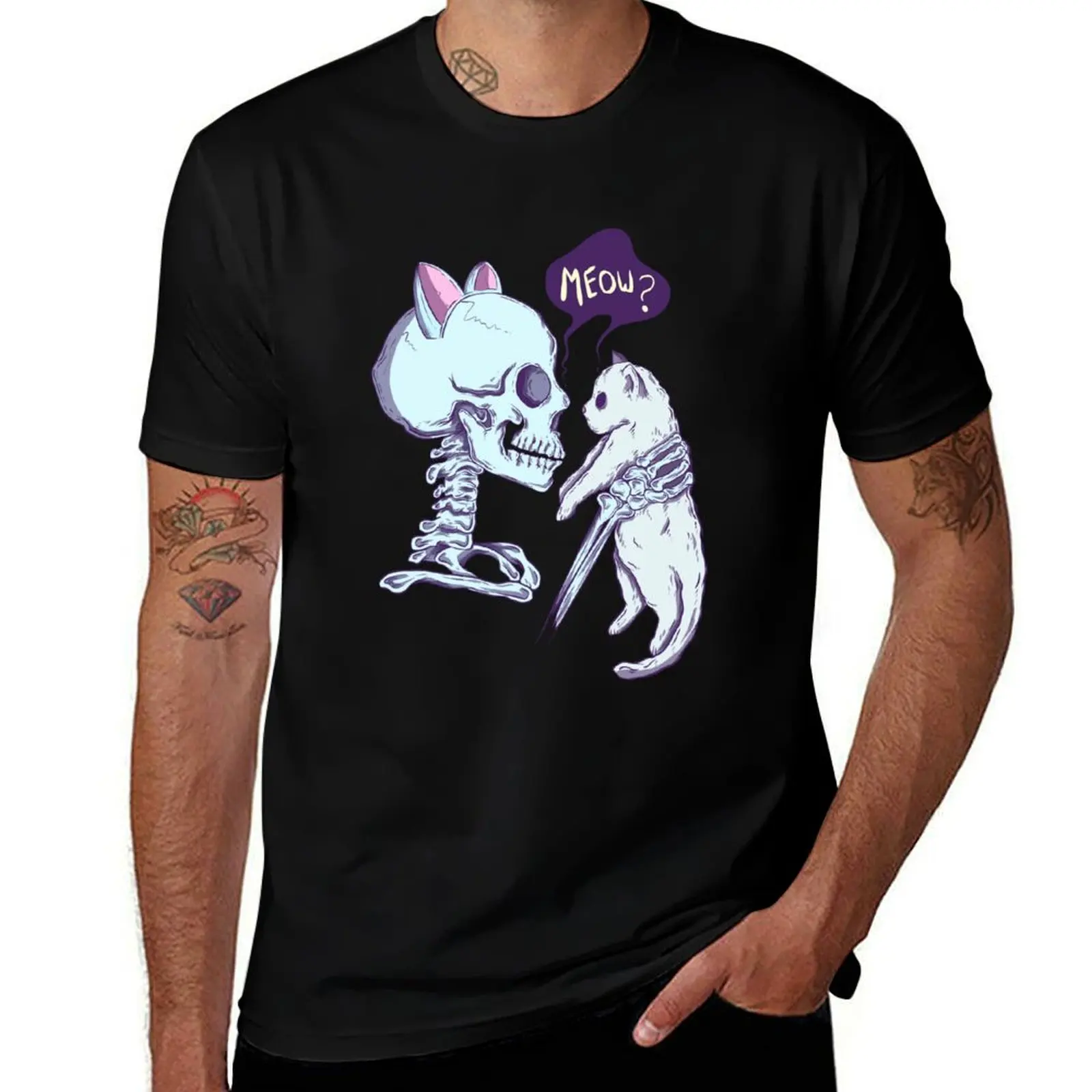 Meow? Cat and skeleton T-Shirt Performance Workout Short Sleeve Tee