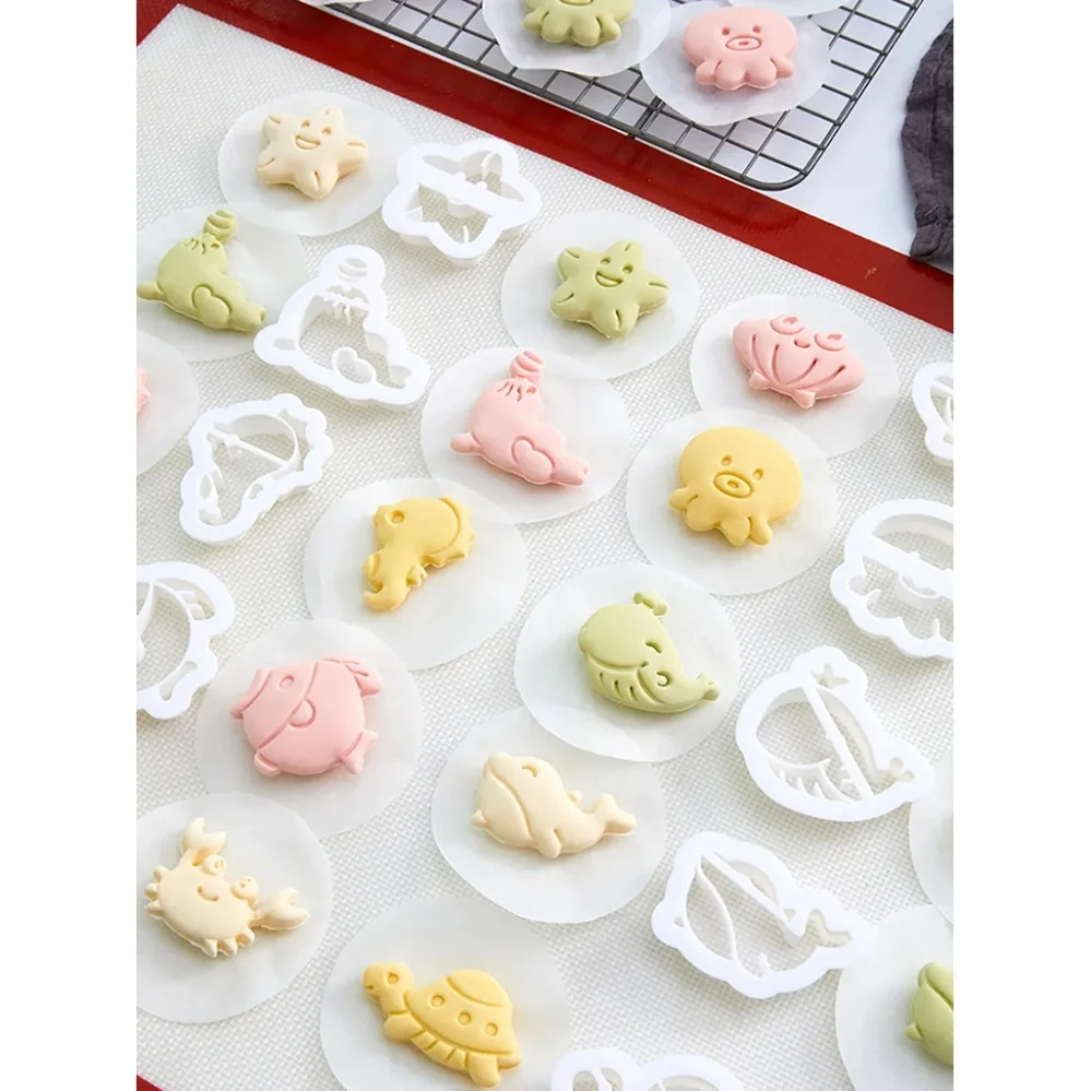 Marine Animals Cookie Cutters Cartoon Cake Biscuit Mold Cookie Stamp Kitchen Baking Pastry Bakeware Dessert Supplies