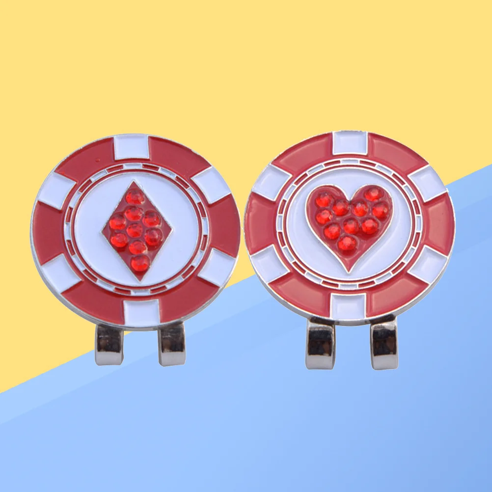 قطعتان من علامات الكرة المغناطيسية القوية باللون الأحمر والأبيض على شكل قلب هدية للاعبي الغولف والأصدقاء والزملاء وعلامات كرة الجولف #4