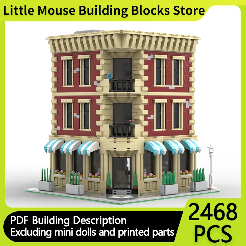 

City Street View Model MOC Building Bricks Corner Apartments Modular Technology Gifts Holiday Assemble Children Toys Suit