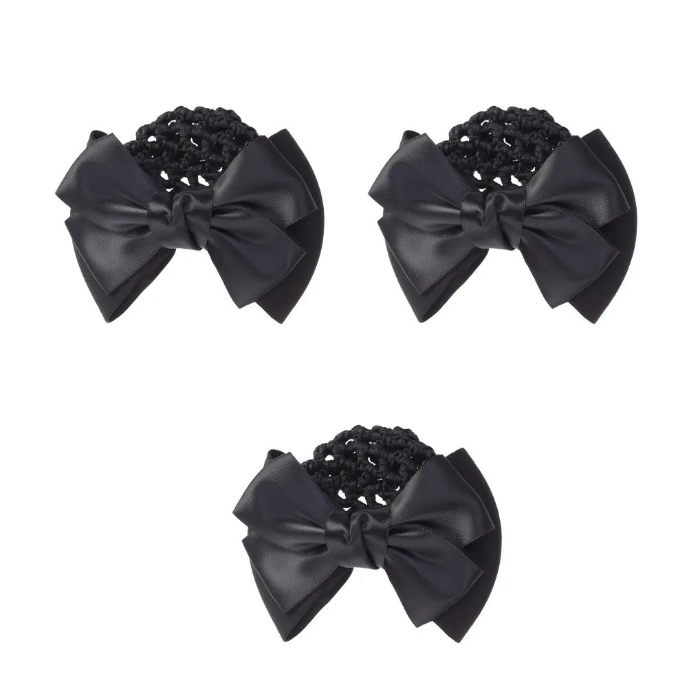 

3Pcs Elastic Bow Hair Snood Net Bag for Women Breathable Mesh Headdress Cool Summer Office Party Date Bun Accessory