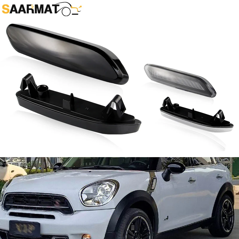 2pcs For Mini Cooper R60 Countryman R61 Paceman 2010-2017 Car Turn Signal Side Fender Marker Light Lamp Cover Shell No Bulbs