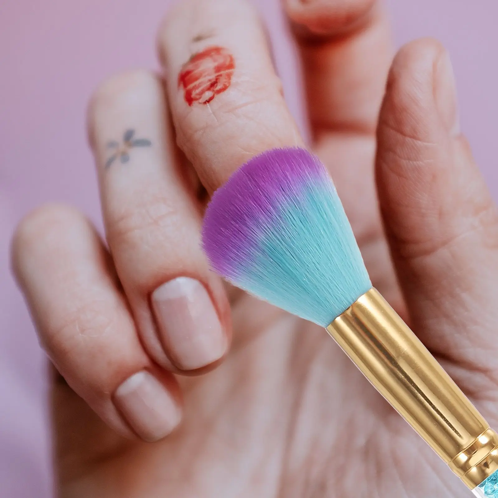 Dwugłowe pędzle do paznokci do czyszczenia kurzu Narzędzia do manicure paznokci Przenośny zestaw pędzli do makijażu