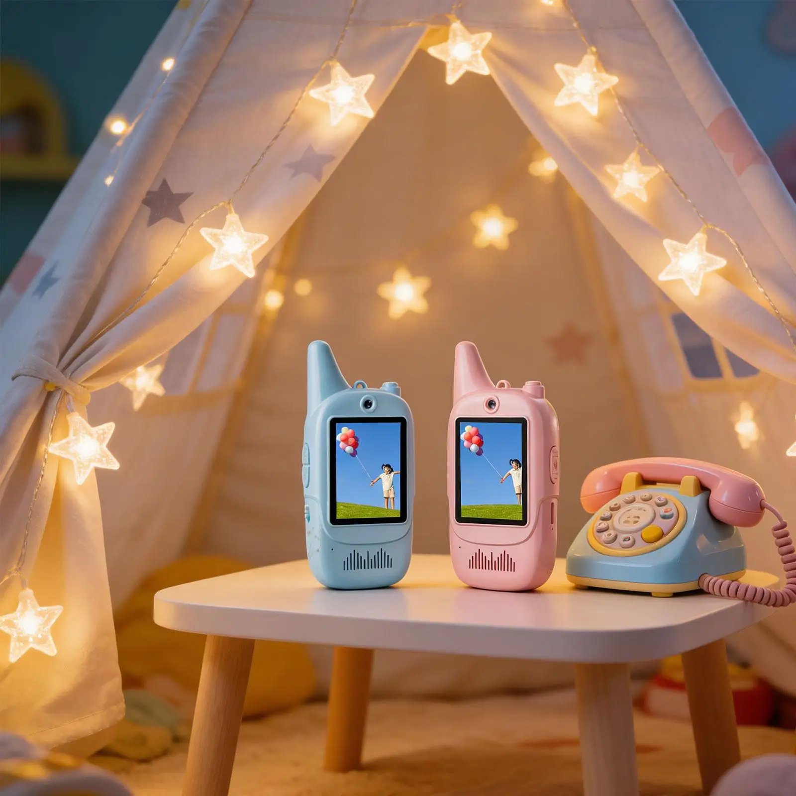 2 Pieces Kids Walkie Talky, Birthday Gfits Video Intercom Cute Family Games Long Range Rechargeable, for Boys Girls Kids