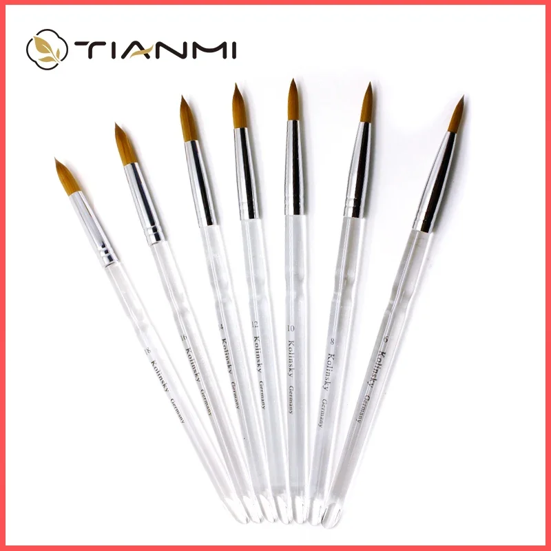 TIANMI Transparent Nail Art Brush Gel Nail Extension Builder Tools DIY Painting Carving Pens Manicure Kolinsky Acrylic Brushes