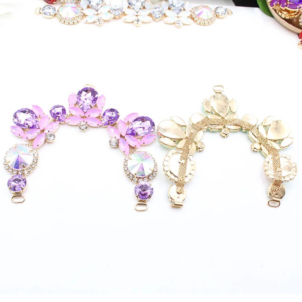 Shining 1 Piece Of 205mm Colorful Mocha Resin Rhinestone Buckle Clothing Collar Decoration, Bikini Slippers Necklace DIY Accesso
