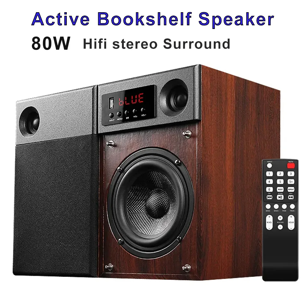 

Home TV Bluetooth Active Speaker 80W High-power Coaxial USB Input High Fidelity 2.0 Audio Computer Desktop Bookshelf Subwoofer