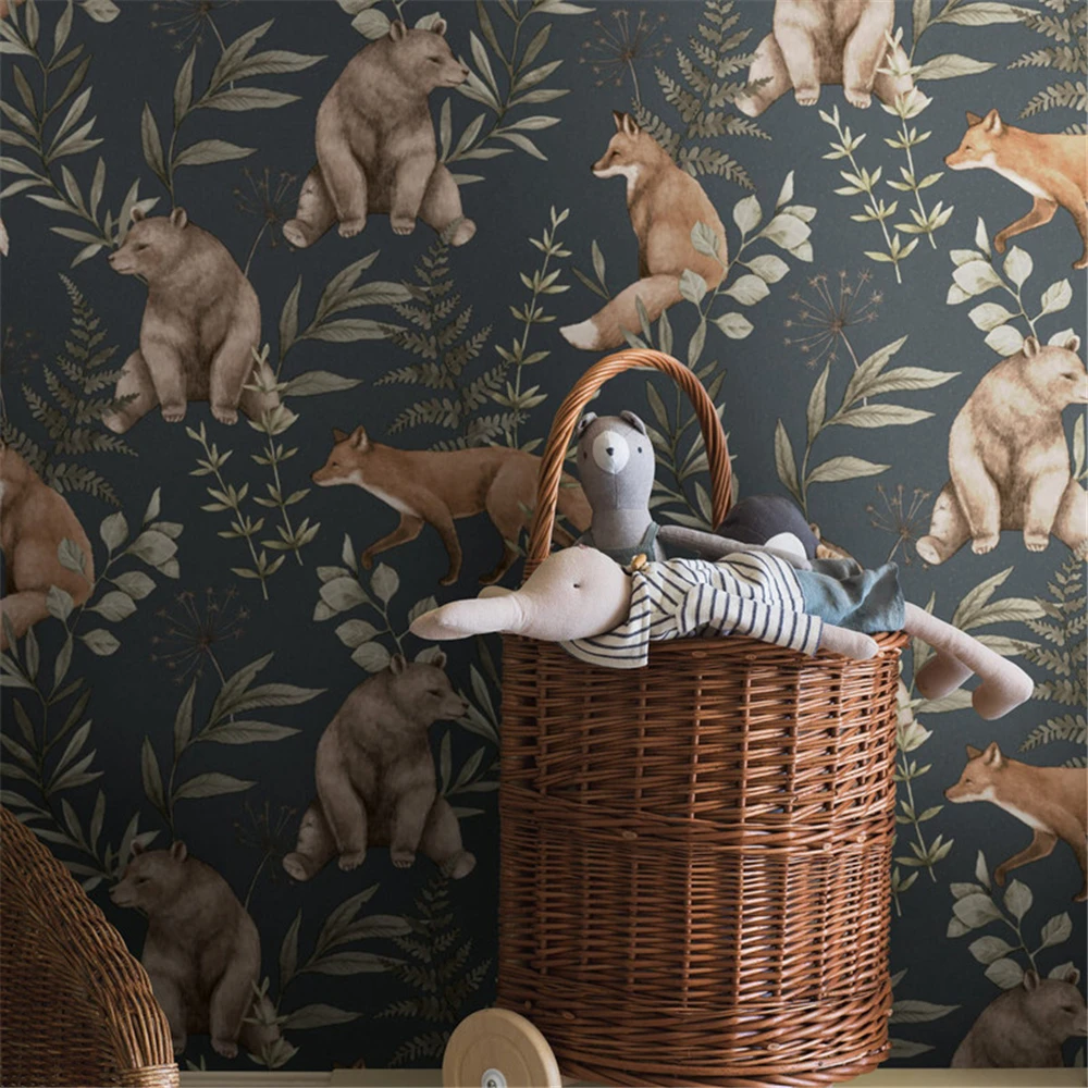 custom Little Panda Lemur Animal Forest Wallpaper TV Background Wall paper Wallcloth Baby's Room Animal World Mural Wall sticker