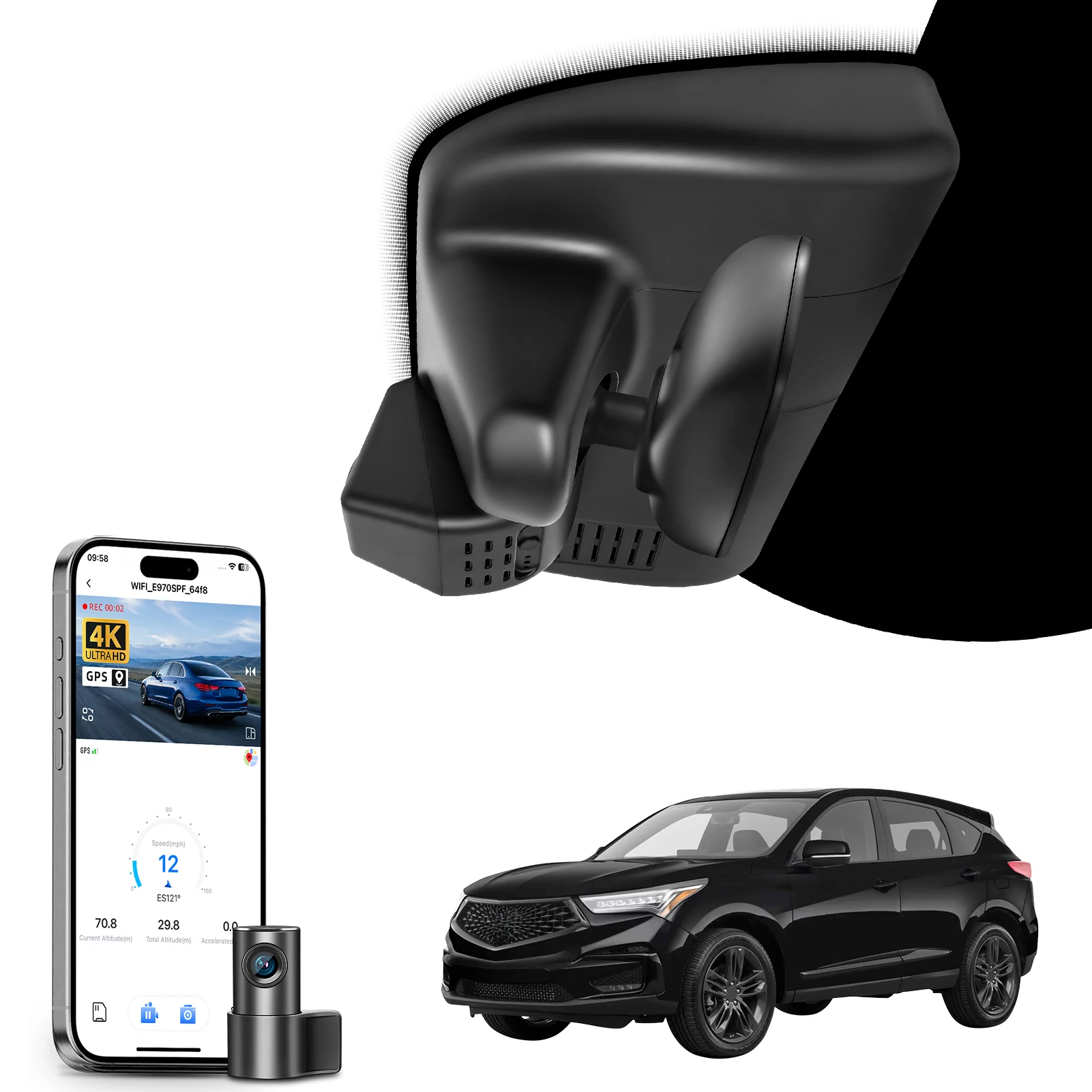 Mangoal 4K Car DVR Dash Cam For Acura RDX Car Camera Recorder 2019-2025 Private Mold HD Night Vision WiFi APP GPS DashCam
