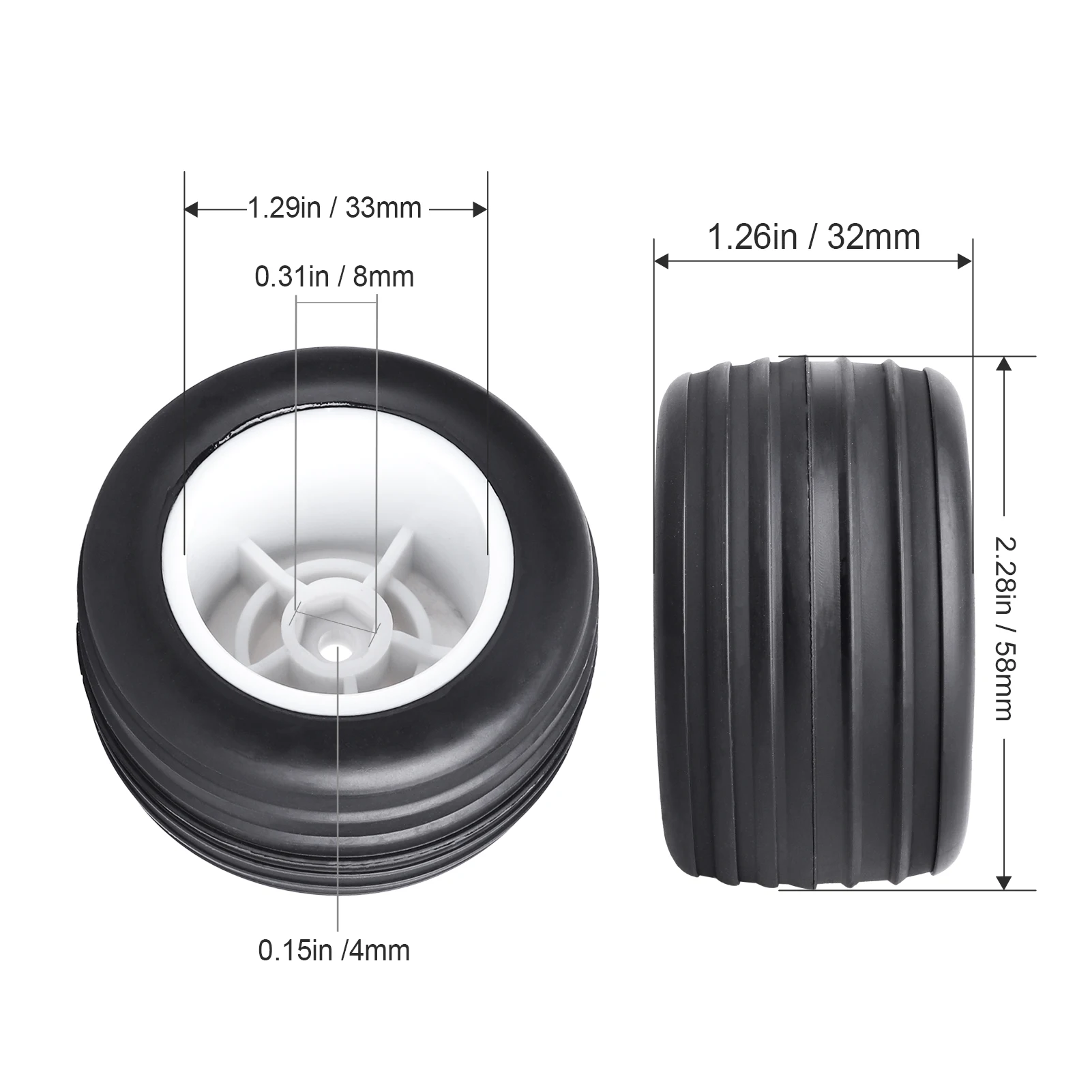 HobbyPark Pre-Glued Front Tires Wheels Mounted for Losi Mini-T 2.0 Mini B Replacement Parts of LOS41010