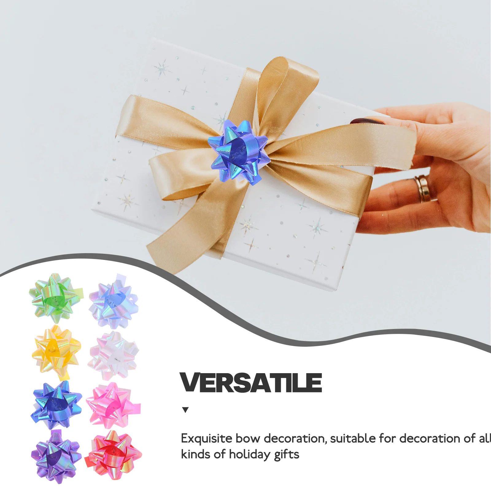 

100pcs Packaging Decals Plastic Decorative Bows For Holiday Gift Wrapping Small Ribbon Flower Bows Gift Box Case Wrap Supplies