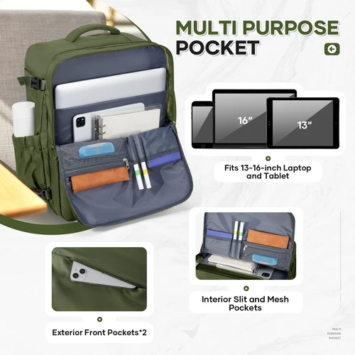 Imagen 2 del producto Easyjet-Bolsa de cabina de 45x36x20, mochila de viaje para ordenador portátil de negocios, mochila para hombres y mujeres, bolsa de trabajo, bolsas de viaje de gran capacidad, equipaje de mano