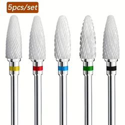 5PCS Professional Ceramic Nail Drill Bits Set - High-Quality Acrylic Nail File Bits for Shaping