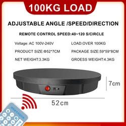 52cm Remote Control Electric Rotary Turntable 100KG Load 360° Automatic Display Stand for Photography Video Shooting Exhibition