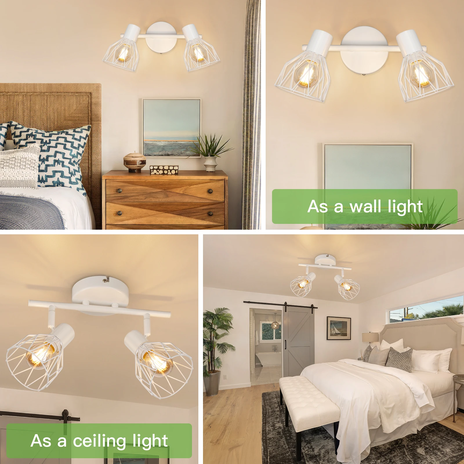 Imagem -06 - Kimjo-refletor Branco Ajustável para Iluminação Interna Way Ceiling Light Wall Spot sem Lâmpadas Base E27