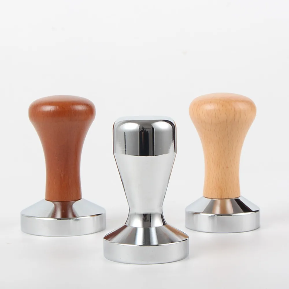 

Espresso Tamper 51/53/58mm Barista Espresso Coffee Powder Bean Tamper Press Hammer Stainless Steel Flat Base with Wooden Handle