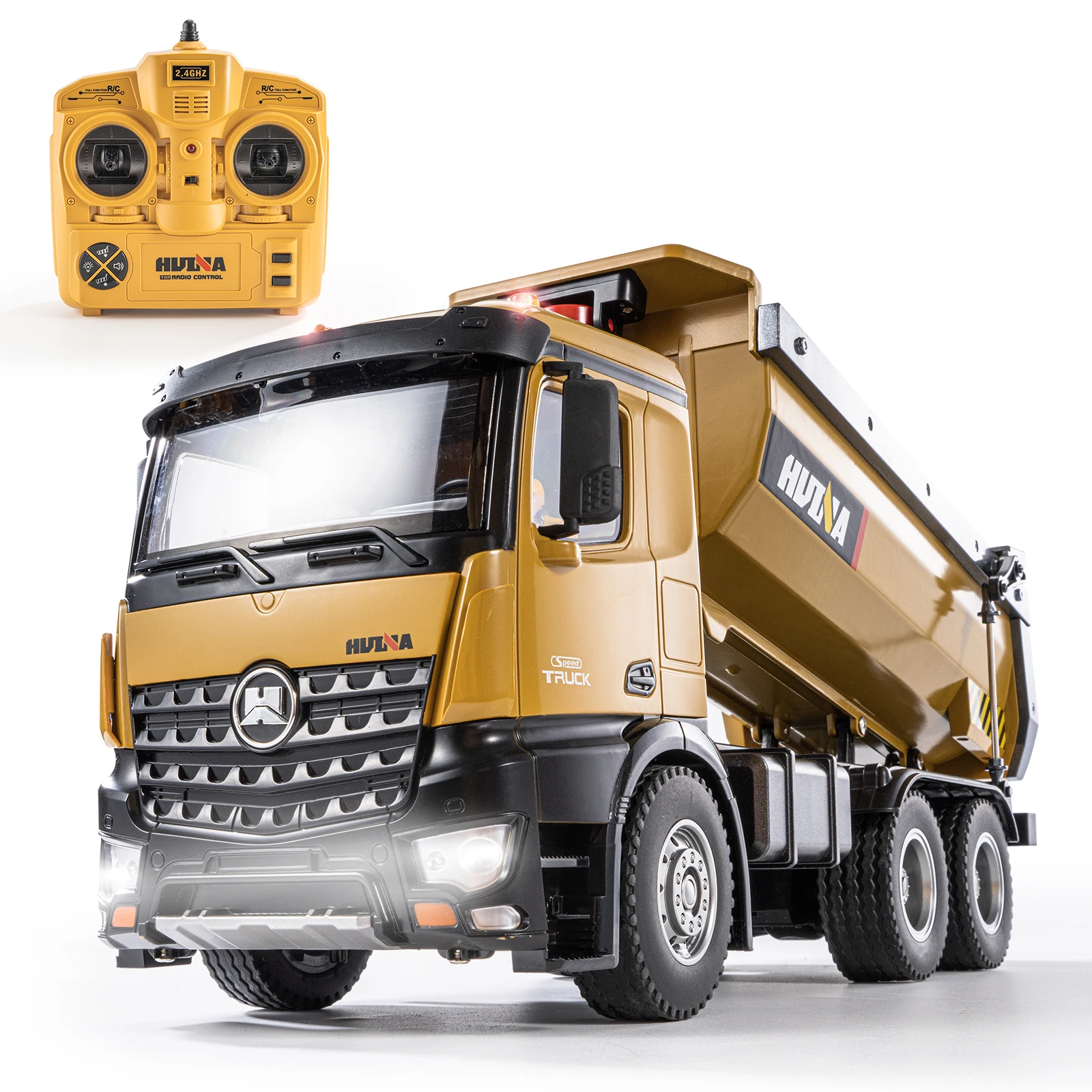 HUINA 1/14 RC Alloy Remote Control Dump Truck 2.4GHZ 10CH Wireless Remote Control Engineering Vehicle Model Boy Children\'s Toy