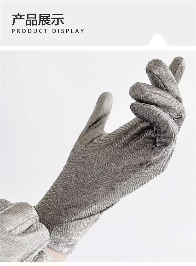 Silver Fiber Gloves Antistatic Conductive Material Screen Touch Mittens Antibacterial EMF Shielding Hand Protection