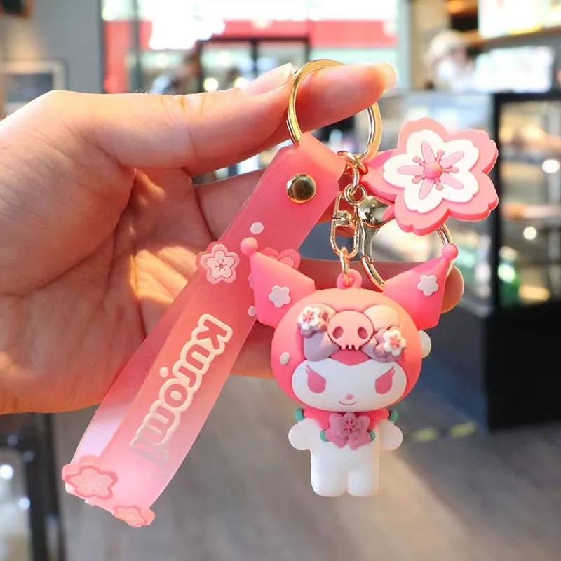 Cartoon Key Holder Keychain Cute Hello Kitty Kuromi My Melody Cinnamoroll Doll Pendant Keychain Hanger Decor Toys Jewelry Gifts