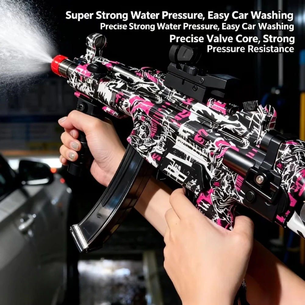 MP5 Style High Pressure Car Wash Spray Gun Alloy 3/8 quick connector Metal Water Gun with 4 Conversion Nozzles