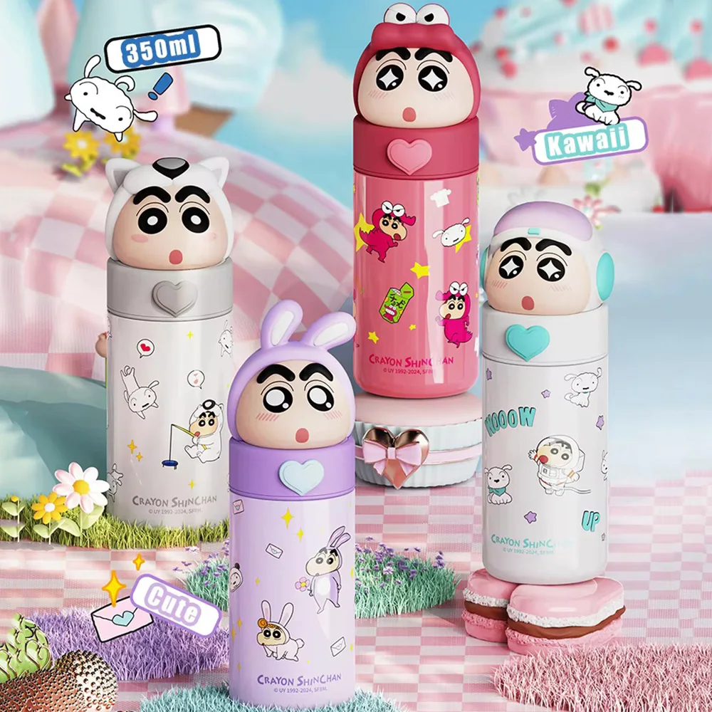 

350 мл Kawaii аниме карандаш Шин-Чан изолированные чашки из нержавеющей стали мультфильм студенческая портативная бутылка для воды подарки для девочек