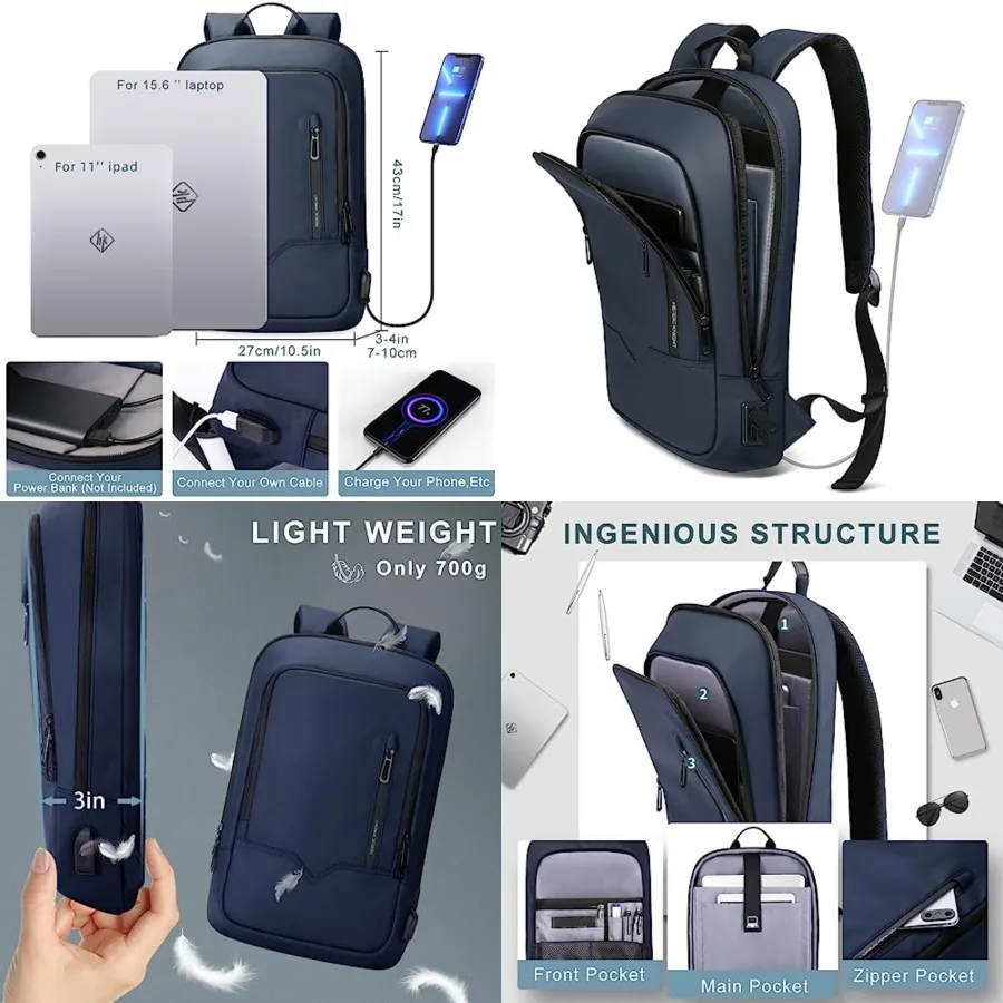 Travel Backpack Anti Theft - Backpack for Men Business Slim Backpack