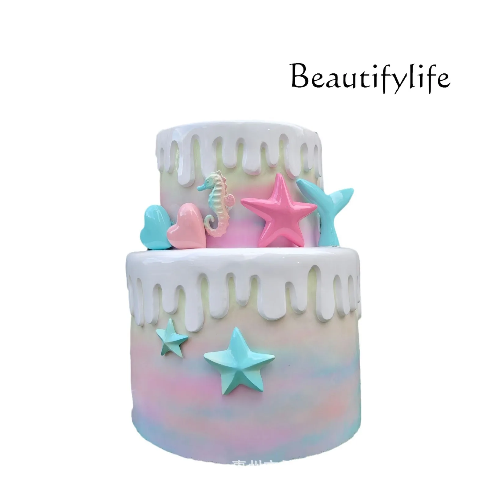

FRP sculpture custom large birthday cake ornament shopping mall outdoor landscape ins wind props