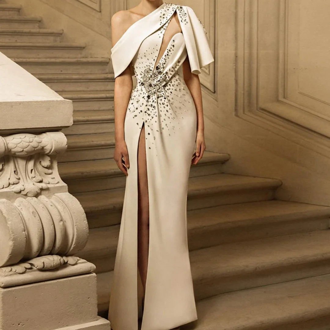 Mermaid Slit Wedding Guest Robes Invitee Mariage Attractive Cut-out Crystals Groom Mother of The Bride Dress Customized