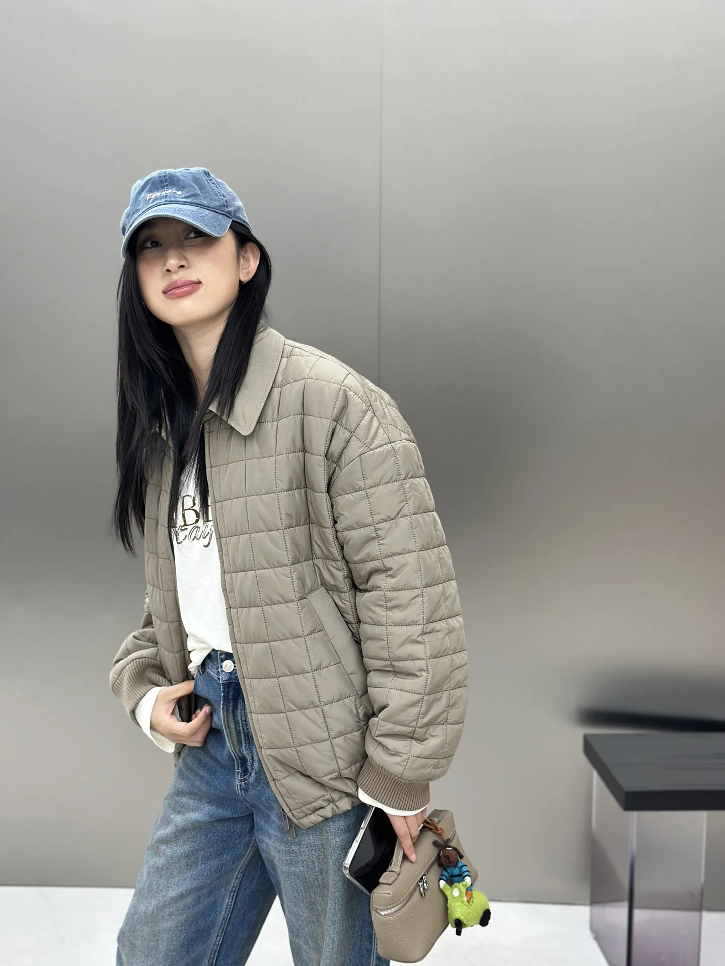 

Женское пальто JIN свободного кроя из полиэстера и хлопка, однотонное, с воротником-стойкой, теплая и мягкая серия, экологически чистая ткань