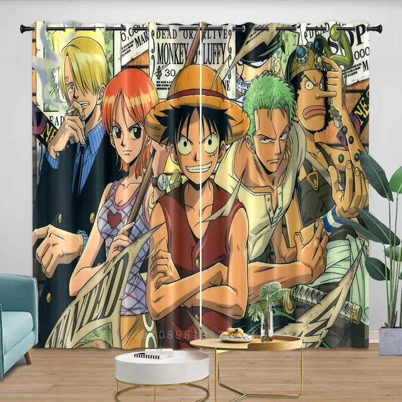 

Blankout Curtains One Piece Anime Shade Light Room Living Window Home Decor Partition Drape Entrance Hanging Curtain Grommet