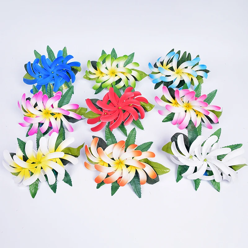 

20CM Foam Tiare Hair Clip With Silk Fern Leaves Hawaii Flower Dance Party Women Head Accessories 9 Color10pcs/Lot KN-hc012m