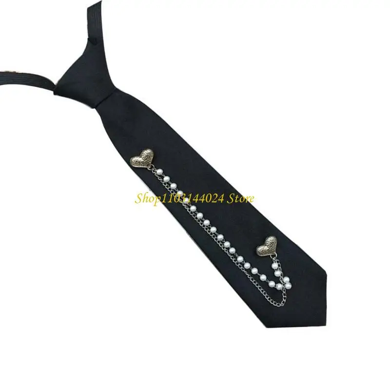 N5KE HEART BEADS Chain Necktie Campus Uniform TILE TIE PRIEN