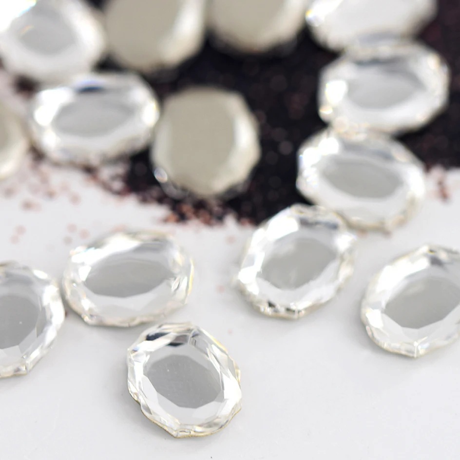 100 قطعة 6x8 مللي متر الباروك مرآة مسمار أجزاء كريستال حجر الراين متعدد الألوان الأظافر اكسسوارات مسطحة القاع مسمار الفن الديكور