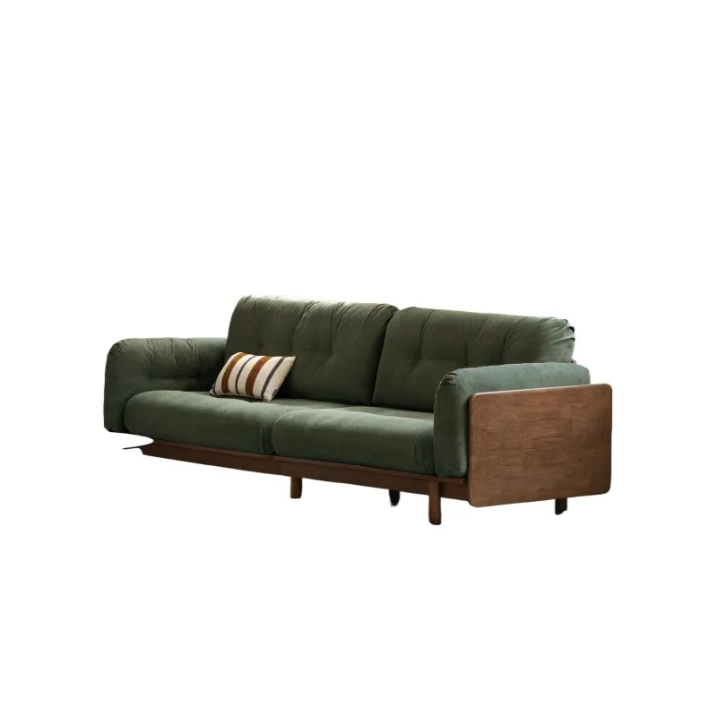 

Solid wood sofa household American light luxury fabric sofa living room straight three-person sofa