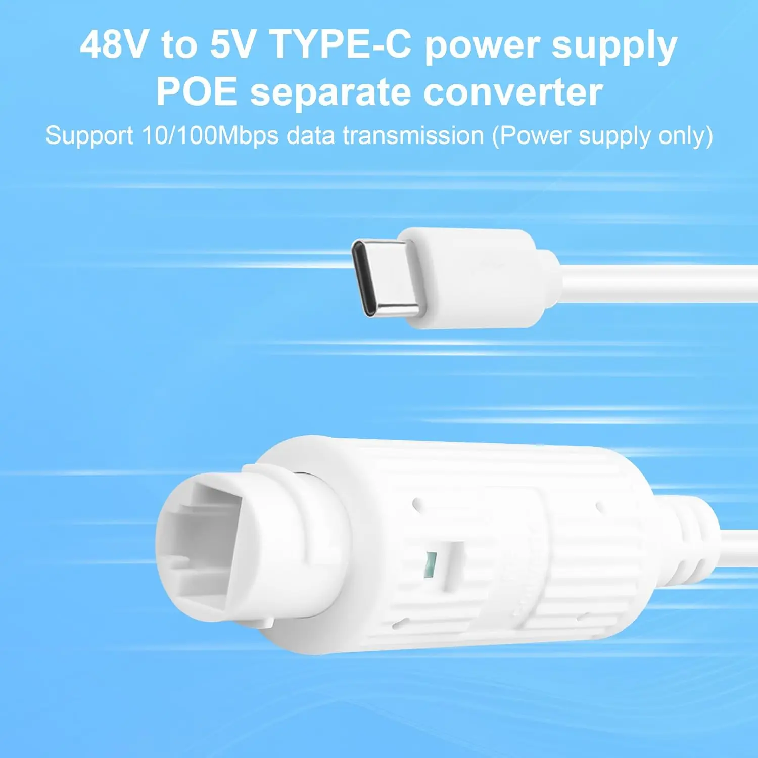 POE to USB-C Power Converter RJ45 Female to Type-C Male Charging Adapter Outdoor Waterproof for Security Camera Monitoring view 3