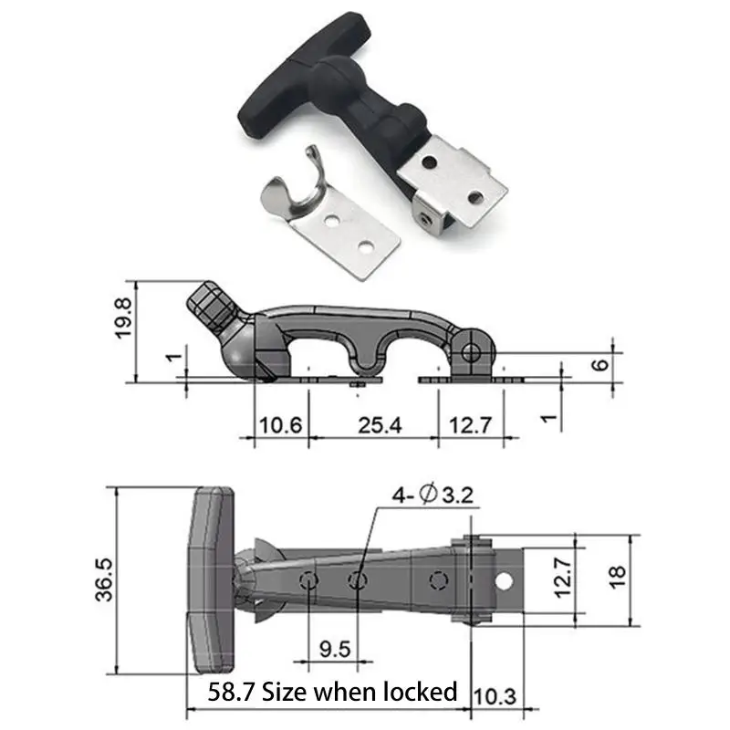 

Rubber Hood Catch With Bracket Elastic Stainless Steel Rubber Hood Catch Flexible T-shaped Drawer Latch For Coolers Boats