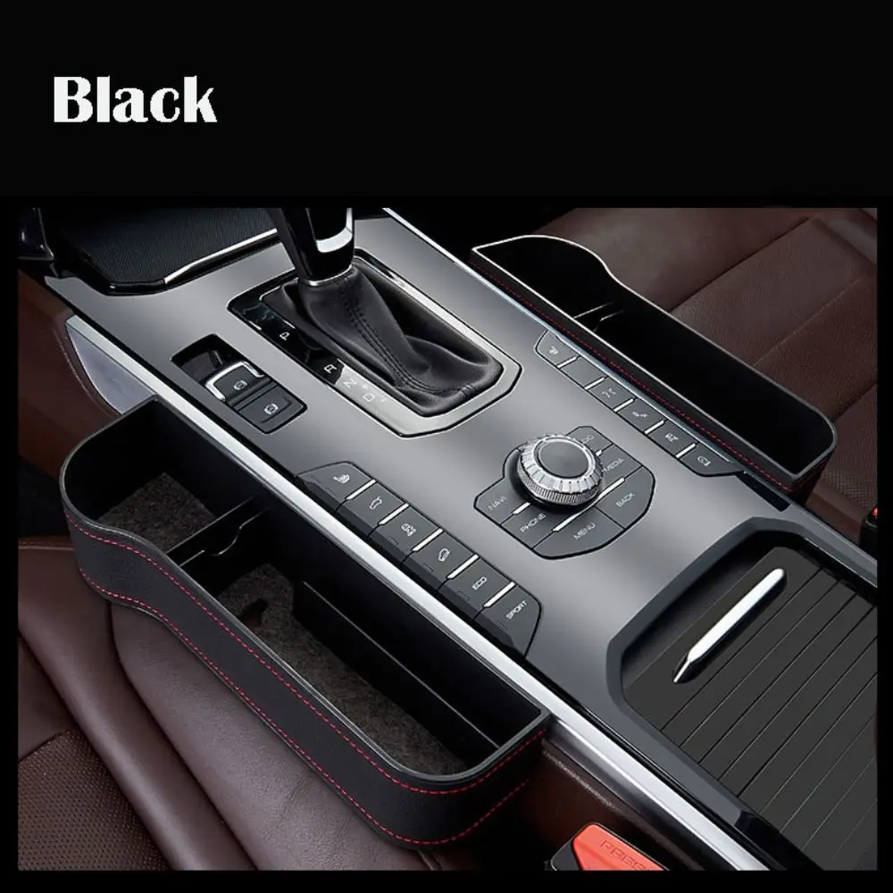 PU Leather Car Seat Gap Filler Storage Box Multifunction Large Capacity Auto Seat Slit Card Pocket Durable Car Phone Cup Holder