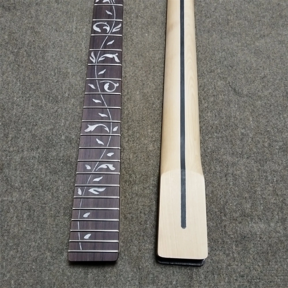 22 Bünde, unbehandelter Ahorn-E-Gitarrenhals, Griffbrett mit Lebensbaum-Motiv, Zubehör und Ersatzteile für Musikinstrumente. – Detail 2