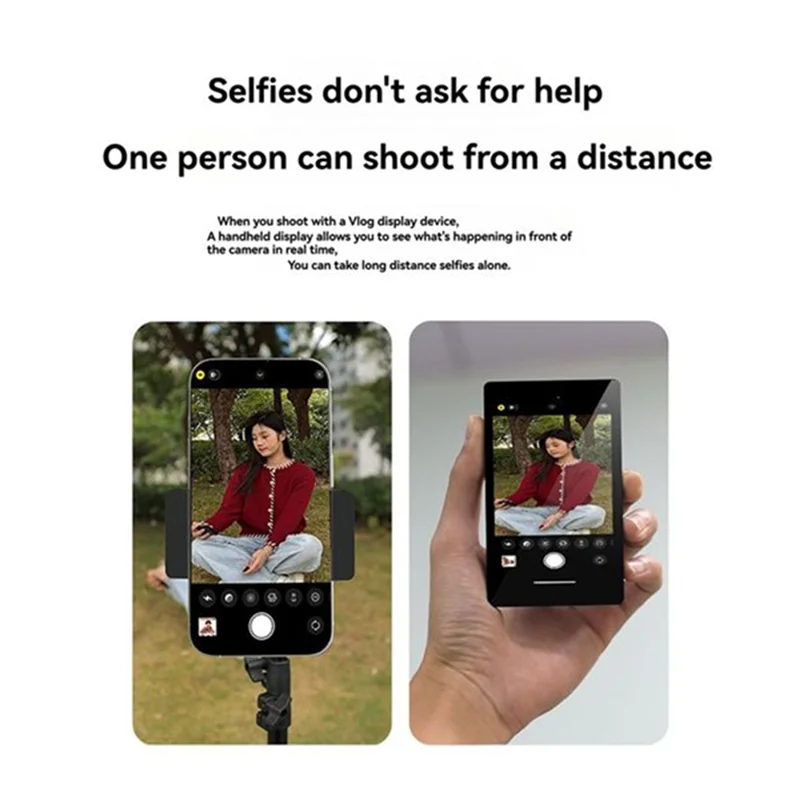 A73E-Wireless Magnetic Selfie Monitor For Iphone Selfie Mirroring Enhanced Rear Camera Viewing Black