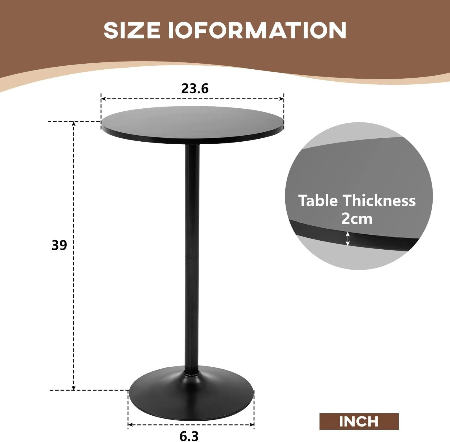 Modern Round Pub Hydraulic Dining Room Home Kitchen Bar Top Tall Table, Black image 5